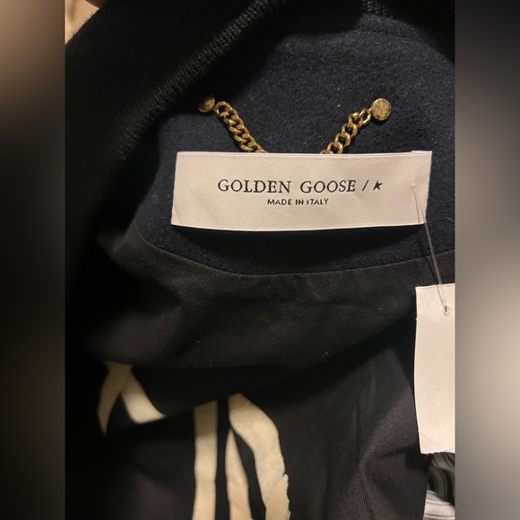 Golden Goose Bomber jacket in dark blue wool & leather sleeves - Picture 9 of 15